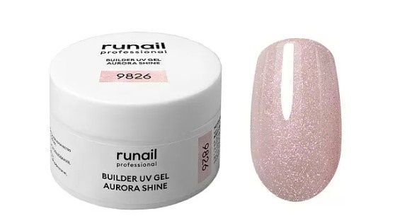 Runail, Моделирующий УФ-гель c шиммером BUILDER UV GEL AURORA SHINE, 15г №9826 ЧЗ