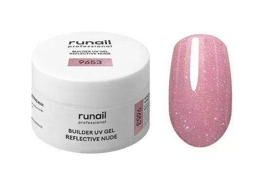 Runail, Моделирующий УФ-гель светоотражающий BUILDER UV GEL REFLECTIVE NUDE, 15г №9653 ЧЗ