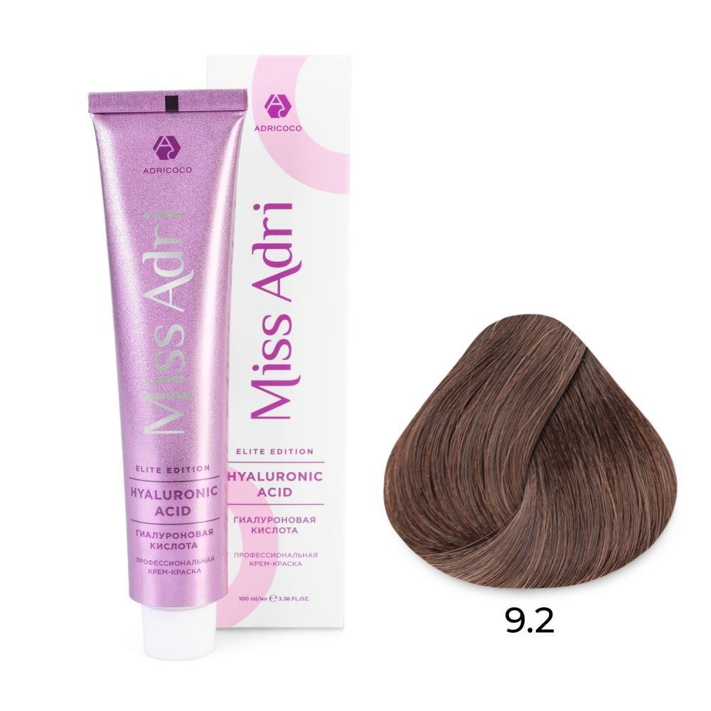 ADRICOCO, К/к д/волос Miss Adri Elite Edition, 9.2 Очень св.блонд фиолетовый, 100 мл, арт.7673591 