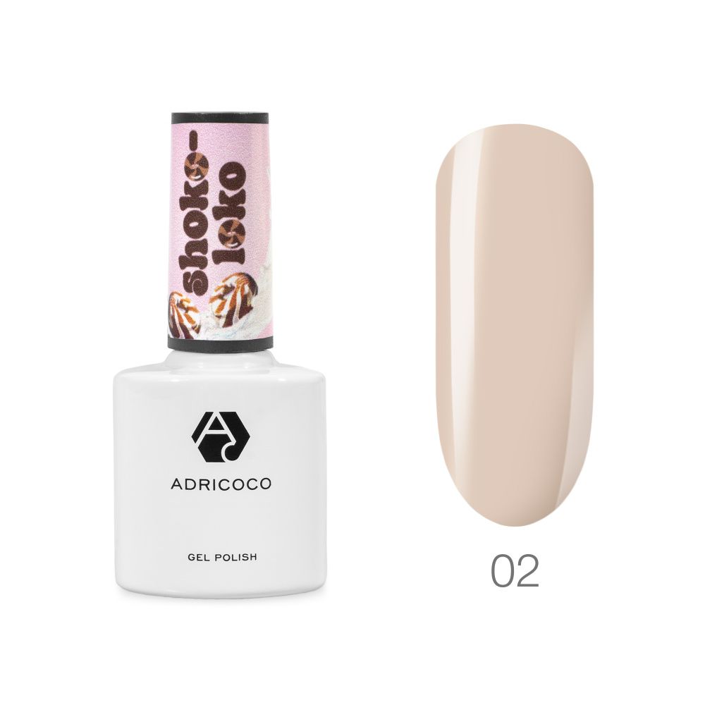 ADRICOCO, Гель-лак Shoko-LOKO №02 карамельный глэм, 8 мл