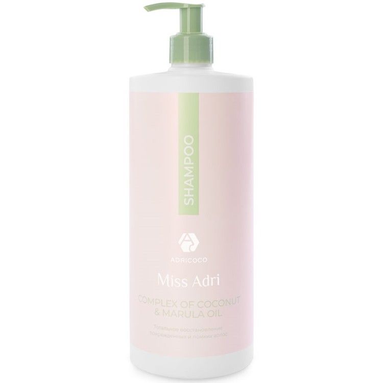 ADRICOCO, Восстанавлив. шампунь д/волос Miss Adri Complex of coconut & marula oil,1000мл, арт.74924