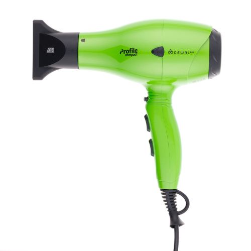 DEWAL, 03-119 Green Фен PROFILE COMPACT, зеленый, вес 600гр, размер 19см, 2000Вт, иониз, 2нас,пров3м